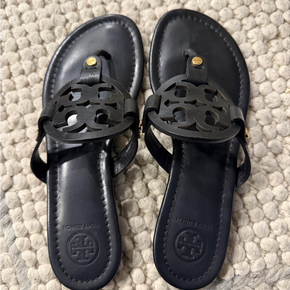 Tory Burch Miller Sandals Black Size 6 - Picture 4 of 9